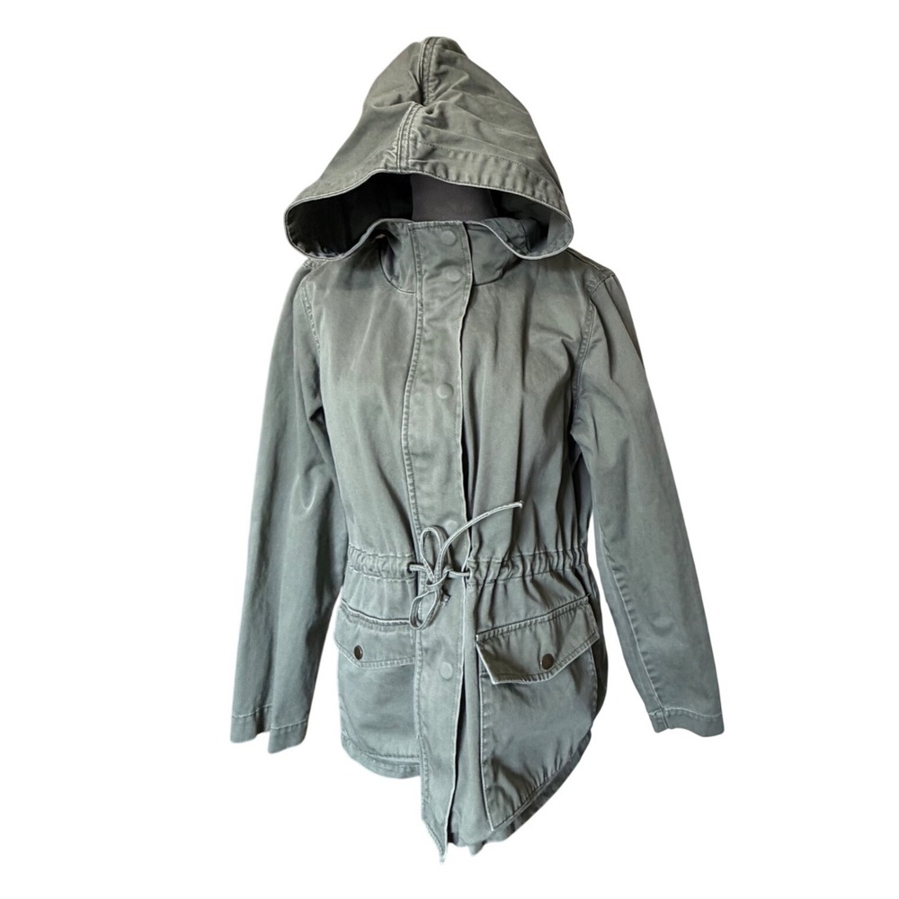 Loft Outlet Womens Large Olive Green Utility Field Jacket Hooded Drawstring